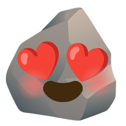 smiling face with heart-eyes and rock