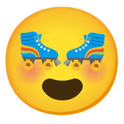 smiling face with heart-eyes and roller skate