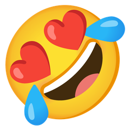 Smiling face with heart-eyes and Rolling on the floor laughing
