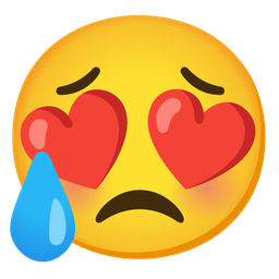 smiling face with heart-eyes and sad but relieved face