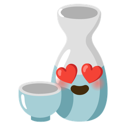 smiling face with heart-eyes and sake