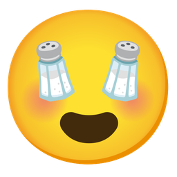 smiling face with heart-eyes and salt