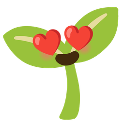 smiling face with heart-eyes and seedling