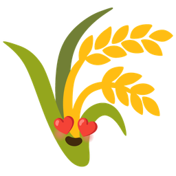 smiling face with heart-eyes and sheaf of rice