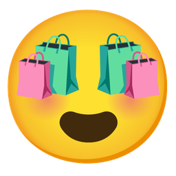 smiling face with heart-eyes and shopping bags