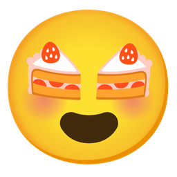 smiling face with heart-eyes and shortcake