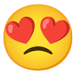 smiling face with heart-eyes and slightly frowning face