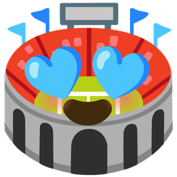 smiling face with heart-eyes and stadium
