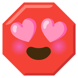 smiling face with heart-eyes and stop sign