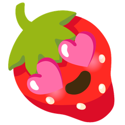 smiling face with heart-eyes and strawberry