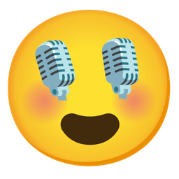 smiling face with heart-eyes and studio microphone