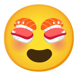 smiling face with heart-eyes and sushi