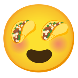 smiling face with heart-eyes and taco