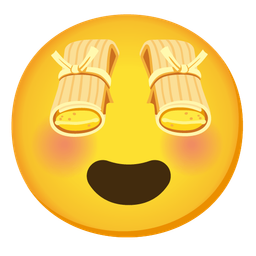 smiling face with heart-eyes and tamale