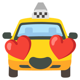 smiling face with heart-eyes and taxi