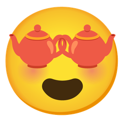 smiling face with heart-eyes and teapot