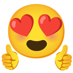 smiling face with heart-eyes and thumbs up
