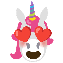 smiling face with heart-eyes and unicorn
