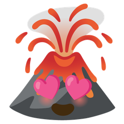 smiling face with heart-eyes and volcano