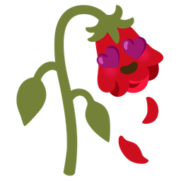 smiling face with heart-eyes and wilted flower