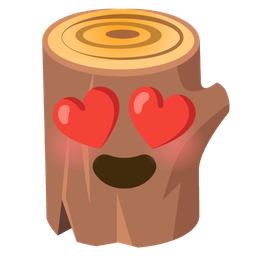 smiling face with heart-eyes and wood