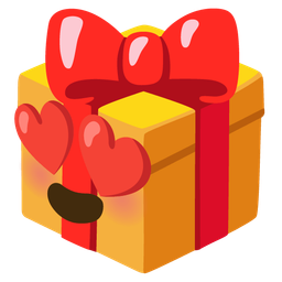 smiling face with heart-eyes and wrapped gift