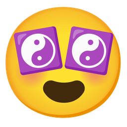 smiling face with heart-eyes and yin yang