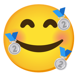 smiling face with hearts and 2nd place medal