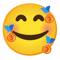 smiling face with hearts and 3rd place medal