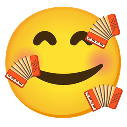 smiling face with hearts and accordion