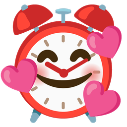 smiling face with hearts and alarm clock
