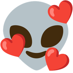 smiling face with hearts and alien