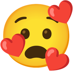 smiling face with hearts and anguished face
