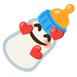 smiling face with hearts and baby bottle