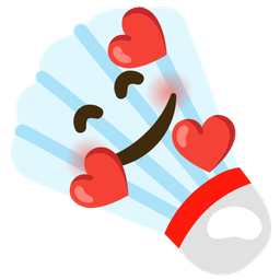 smiling face with hearts and badminton