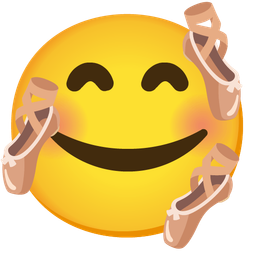 smiling face with hearts and ballet shoes