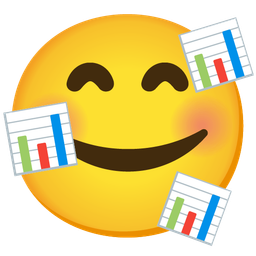 smiling face with hearts and bar chart