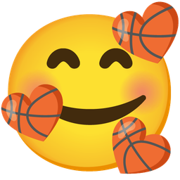 smiling face with hearts and basketball