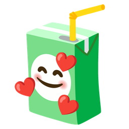 smiling face with hearts and beverage box
