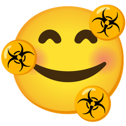 smiling face with hearts and biohazard