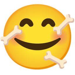 smiling face with hearts and bone