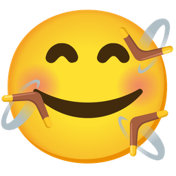 smiling face with hearts and boomerang