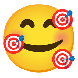 smiling face with hearts and bow and arrow