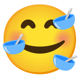 smiling face with hearts and bowl with spoon