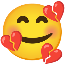 smiling face with hearts and broken heart