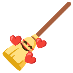 smiling face with hearts and broom