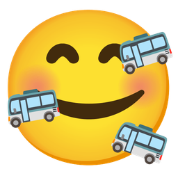 smiling face with hearts and bus