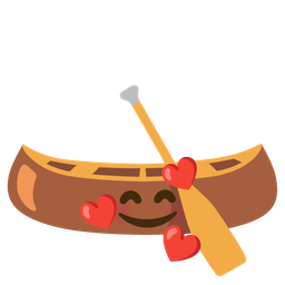 smiling face with hearts and canoe