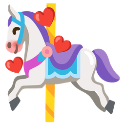 smiling face with hearts and carousel horse