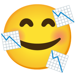 smiling face with hearts and chart decreasing